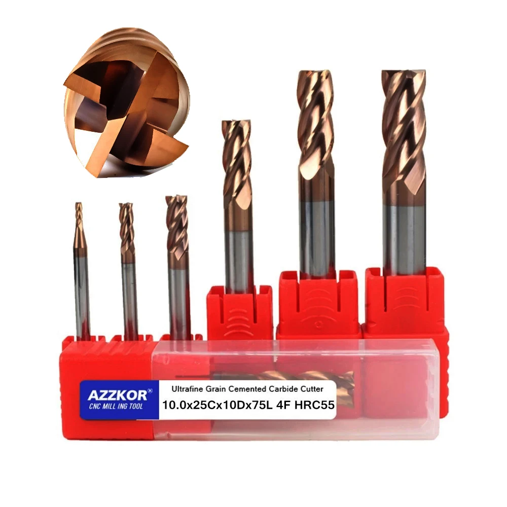 4 продольные фрезы Hrc55 сплав покрытие инструмент из вольфрамовой стали Cnc