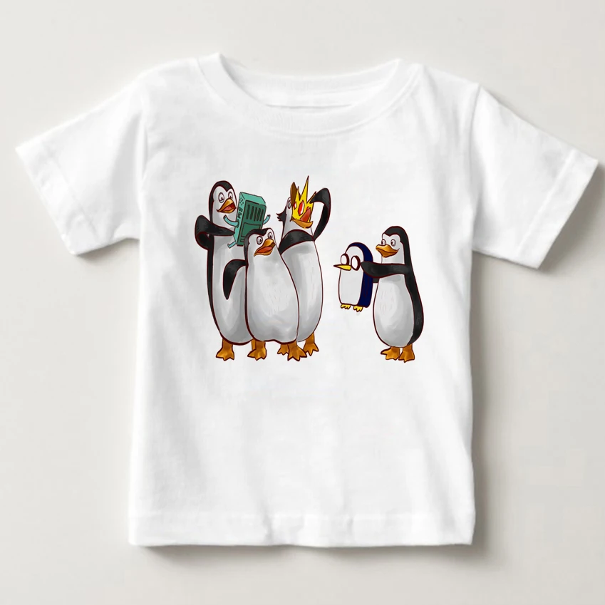 

Children's Summer T-Shirt Hot Madagascar Penguin Crtoon Print T Shirt Boys And Girls Favorite Cartoon Skipper Costume