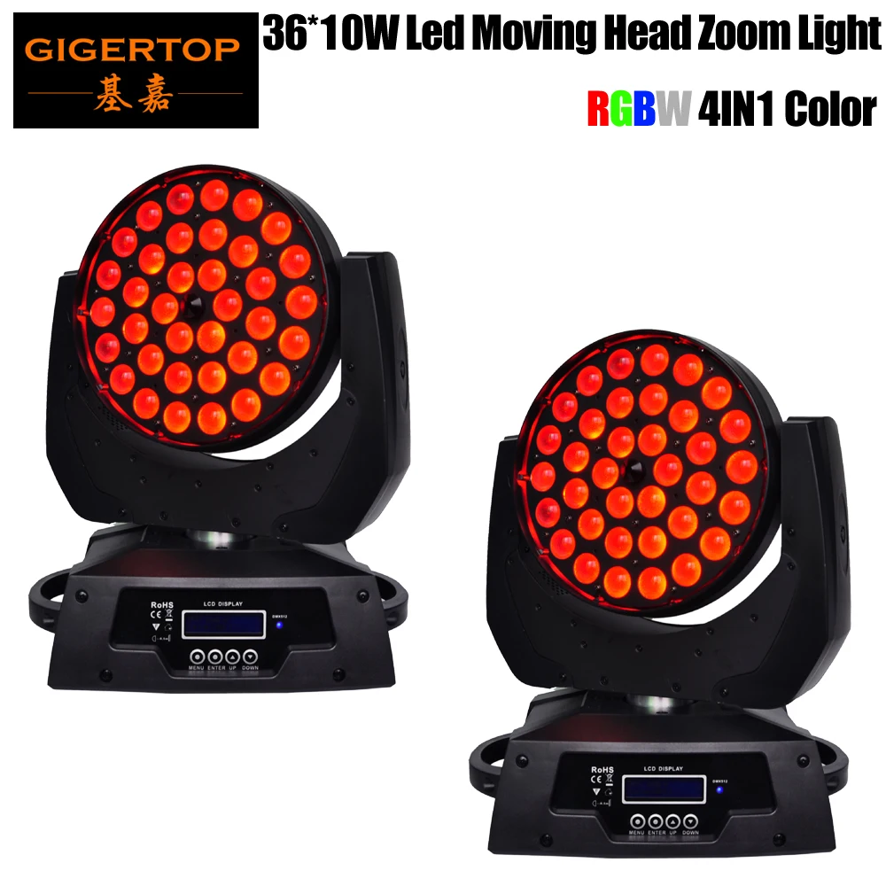 

Hi-Quality 2pcs/lot 36x12W Zoom Led Moving Head RGBW Wash Beam Effect DMX512 14Channles 90V-240V led stage effect light TIPTOP