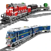kazi building blocks city power driven diesel railway rc train cargo hot tracks model car truck toys for children