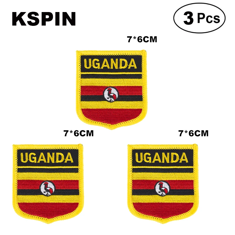 Uganda Shiled форма флаг нашивки с национальным флагом для украшения своими