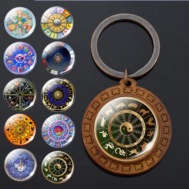 Новый деревянный брелок ручной работы специальный дизайн 12 созвездий Китайский