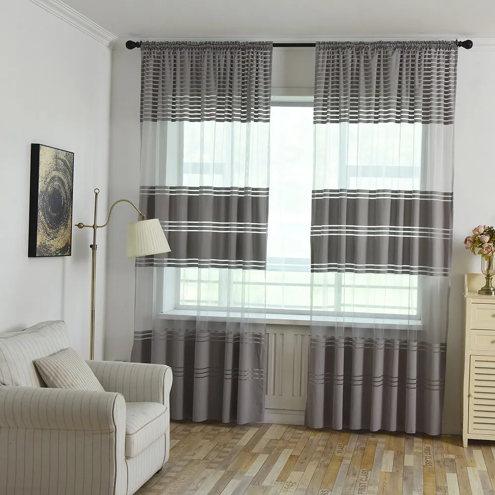 Прозрачные Занавески с листьями Тюлевая драпировка для окон из вуали ткань 1