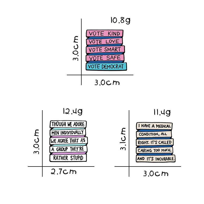 Брошь с буквами из мультфильма VOTE KIND медицинская креативная эмалированная