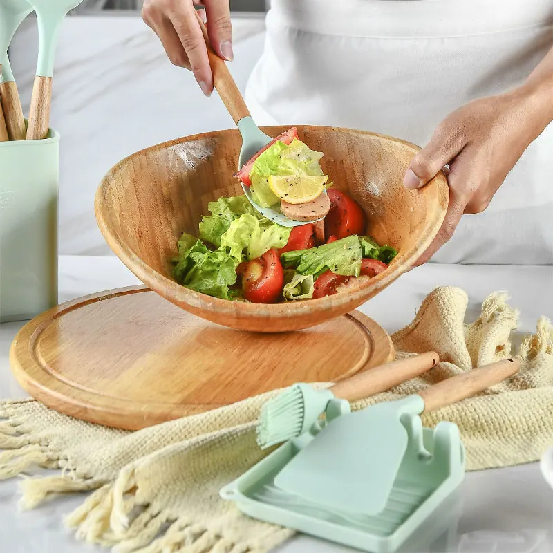 silicone kitchen utensilios de cocina accessories tools cookware set cooking spoon espatula gadget kichen menaje spatula wooden free global shipping