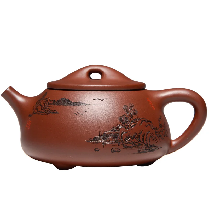 

pot of yixing handmade ceramic tea-pot kung fu tea set undressed ore bottom groove JingZhou stone gourd ladle teapot