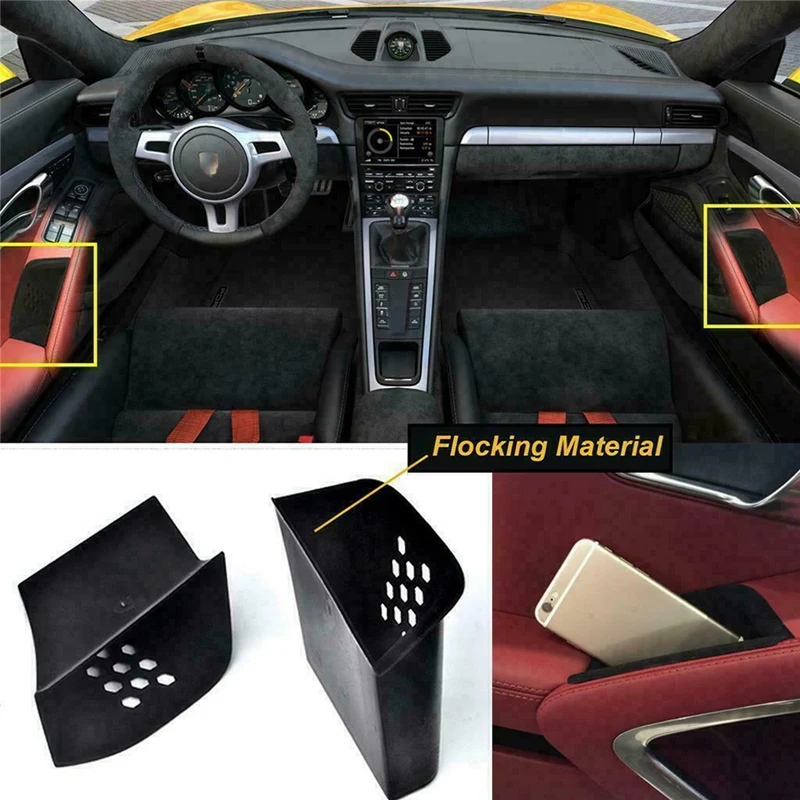 

2Pcs Black Door Armrest Organizer Storage Box For-Porsche 911 Boxster Cayman 2013-2019