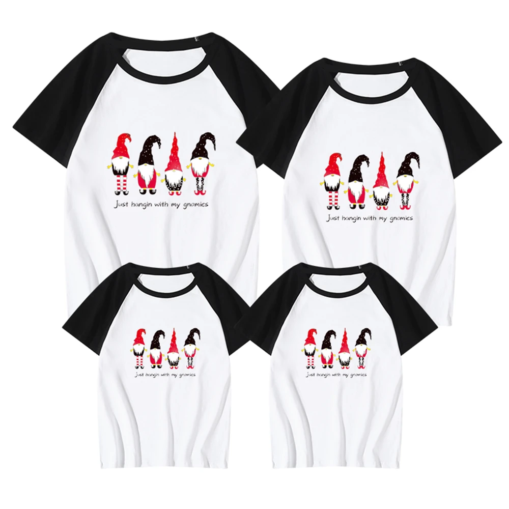 

New Disney Christmas Family T-Shirt Kawaii Cartoon Cute Cotton Women Tshirt Baby O-Neck Base Girl Clothes Casual Streetwear