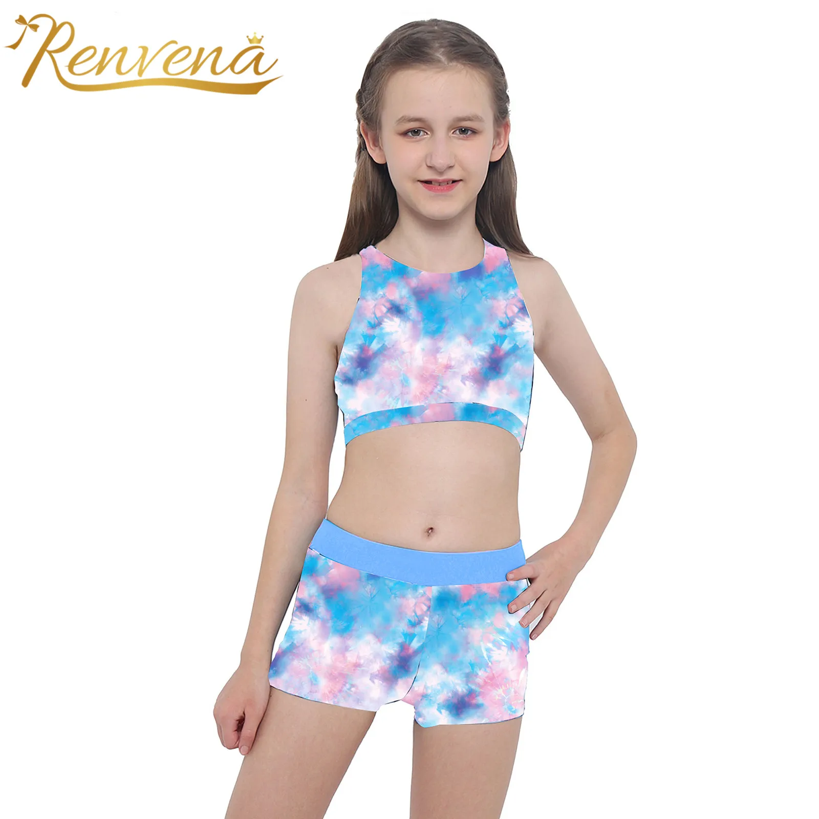 

Children's Clothing Sets Kids Tracksuits Girls 2pcs Swimsuit Printed Top with Boyshorts Bottoms Fashion Girl's Sweatsuits