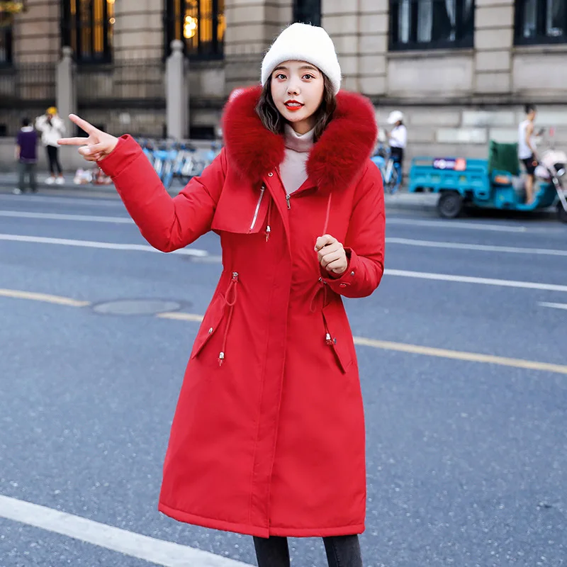Модная длинная парка hapпри с хлопковой подкладкой и капюшоном Женская облегающая