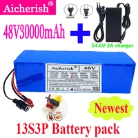 2021 48v 30000mah battery pack 13s3p 1000w electric bicycle samsung li ion battery elektrische scooter with t plug54 6v charger