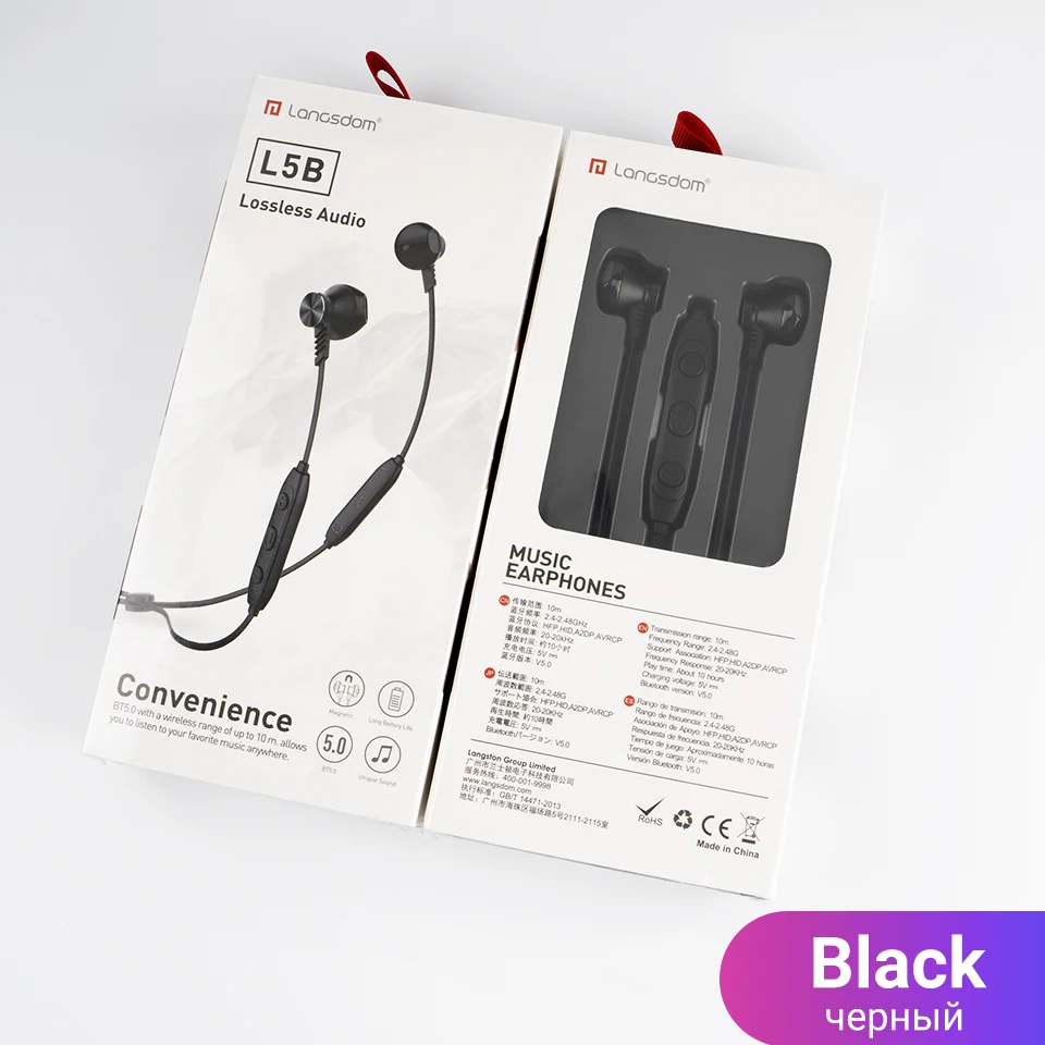 Black Langsdom наушники беспроводные Bluetooth для Xiaomi Bass Беспроводные наушники с микрофоном половина наушники-вкладыши гарнитура вкладыши для телефона - Цвет: Black