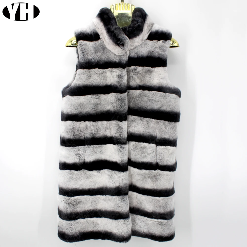 Новое поступление женские Шиншилла зимний жилет-безрукавка настоящий мех
