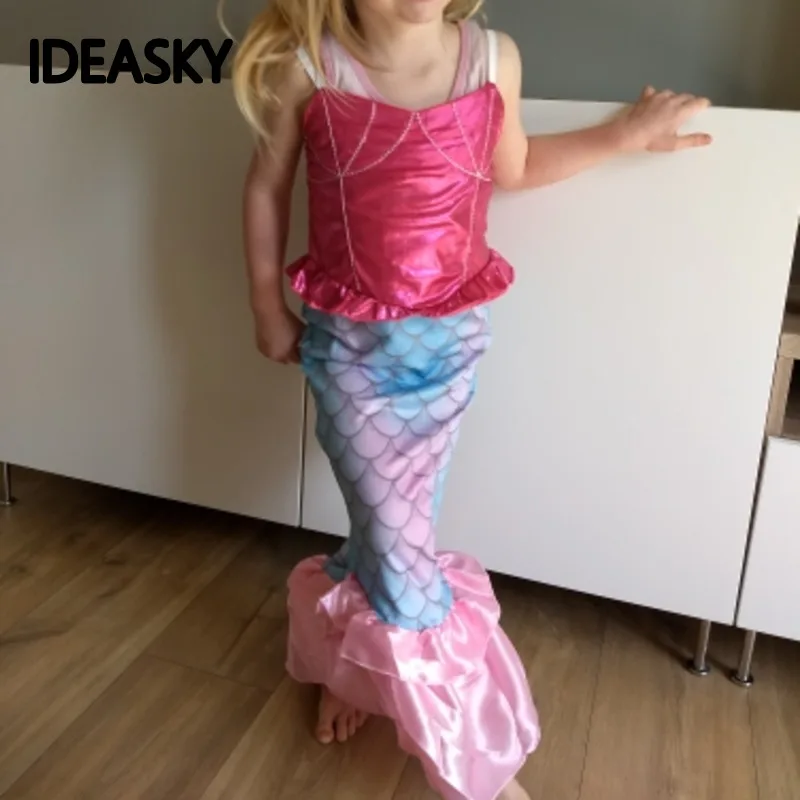 Костюм Русалочки Ариэля розового и зеленого цвета с хвостом платье принцессы