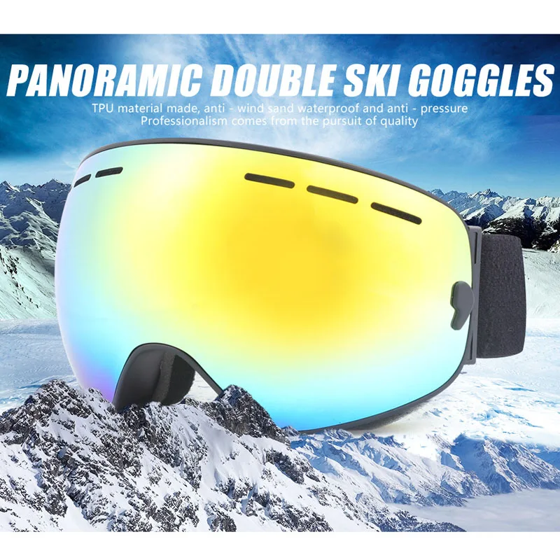 

Магнитные двухслойные поляризованные линзы лыжные очки зимние Анти-Туман UV400 очки для сноуборда для мужчин и женщин мужские лыжные очки