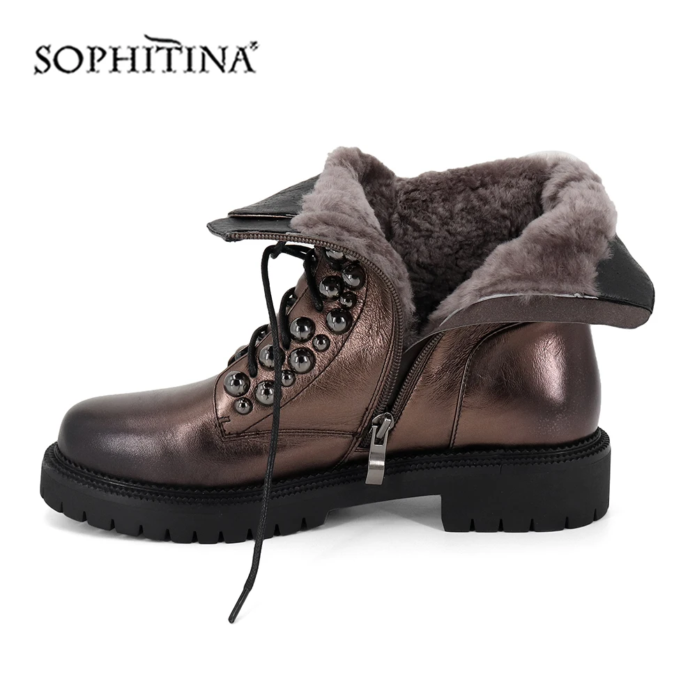 SOPHITINA/новые модные дизайнерские ботинки высокого качества из натуральной кожи на молнии; удобная обувь на квадратном каблуке; ботильоны; MC492