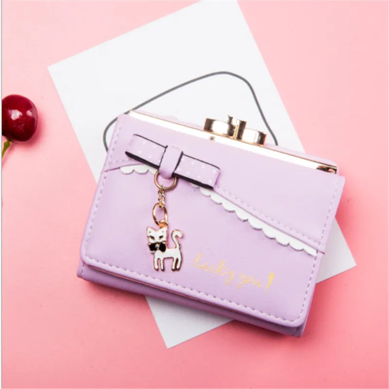 

Small Wallet Female Card Holder Hasp Wallet Fashion Women Lichee Cute Cat Purse Bag Coin Bag Money Purse Clutch Wallets