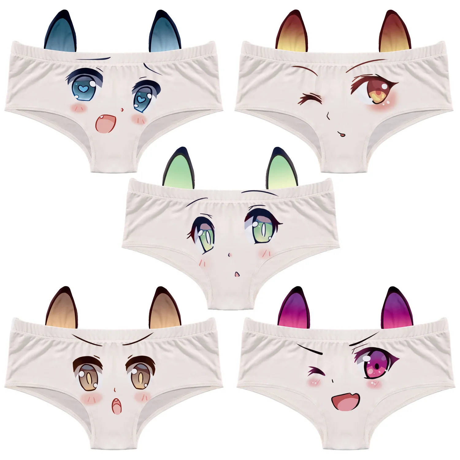 

2022 New Cartoon Cotton Girlys Underwear Sexy Comfortable Low Waist Seamless Panties Cat Ears Kawaii Student Briefs Lingerie