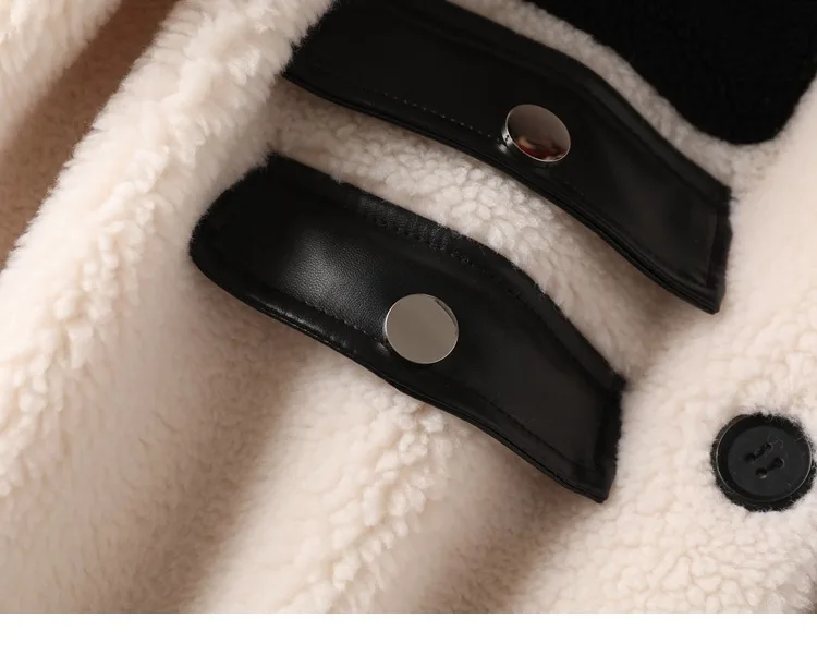 100% Real Sheep Leather Jackets Fluffy Teddy Warm Thickening Coat Women Fur Parka Mid Long Luxury Patchwork Outerwear Clothing | Женская
