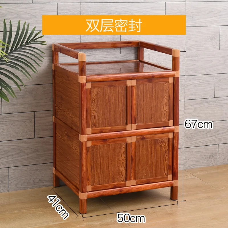 Online New steel cupboard household kitchen cabinet hearth storage cabinet wood grain multi functional simple cabinet storage