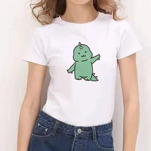 Dinosaur Printed Fashion street clothing Tshirt Aesthetic Female Clothes CasualSummer Short Sleeve Geometry Fashion Print Lady