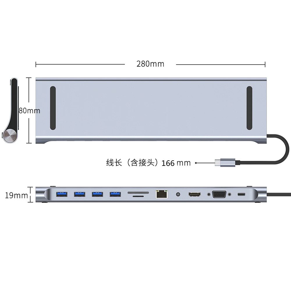 USB-разветвитель 5/6/8/11 в 1 4K HDMI RJ45 SD/TF VGA PD usb c hub laptop accessories pc аксессуары macbook пк