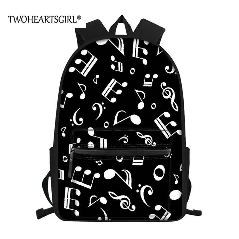 

Школьные ранцы twoheart sgirl с музыкальными нотами для девочек и мальчиков, Детские рюкзаки черного/розового цветов для начальной школы