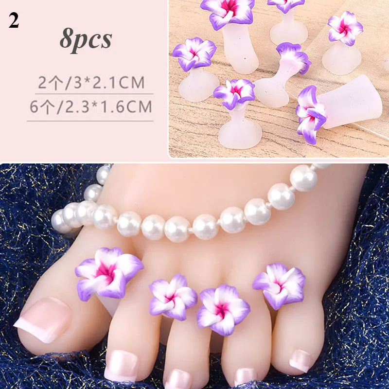 

8pcs Silicone Toe Separator Waterdrop Crystal Daisy Diamond Separator Braces Thumb Toe Corrector Tool Pedicure Foot Care Tools