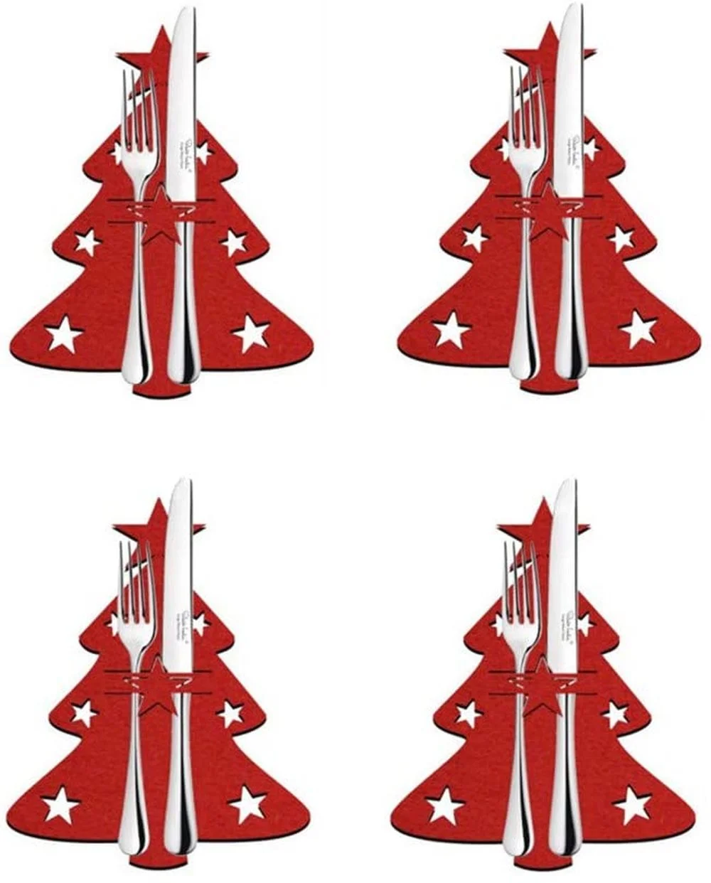 

4pcs Christmas Tree Cutlery Knife Fork Covers Table Decor Xmas Tableware Decoration Holder Bags Christmas Decorations for Home