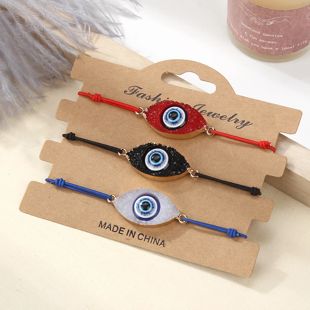 12 шт. в упаковке Турция сглаза браслет для женщин Плетеный Регулируемый Rope Chain