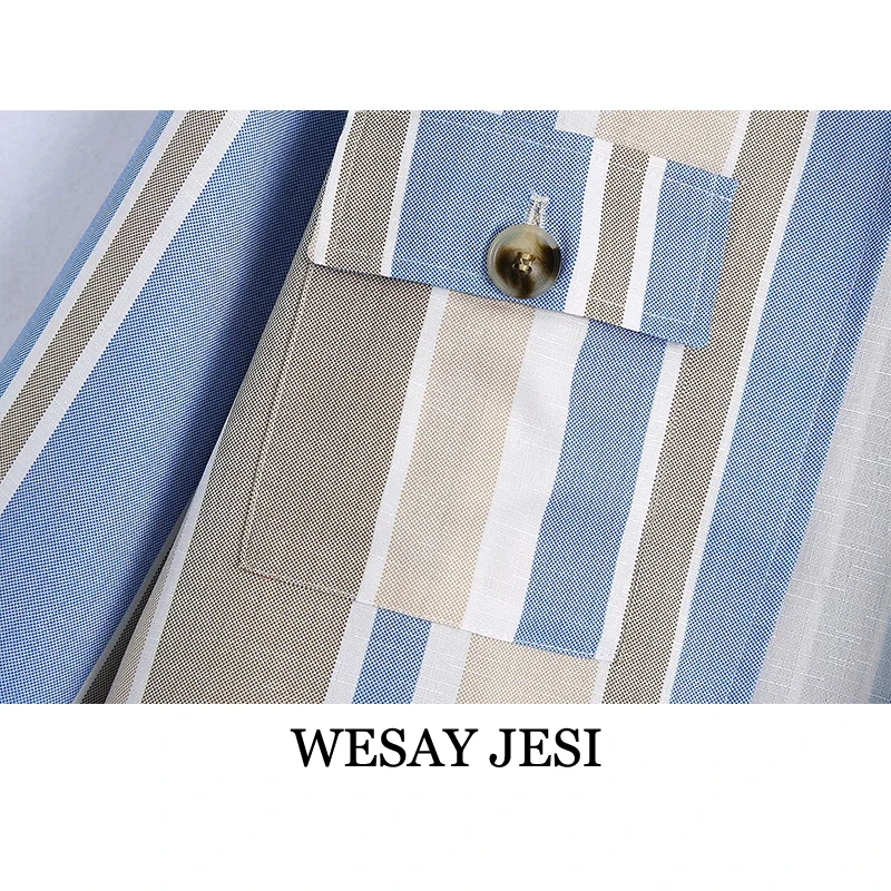 

WESAY JESI Women's Clothing Jackets Za Fashion Chic Vintage Casual Pockets Jacket Woman Ruffled Patchwork Overcoat Office Lady