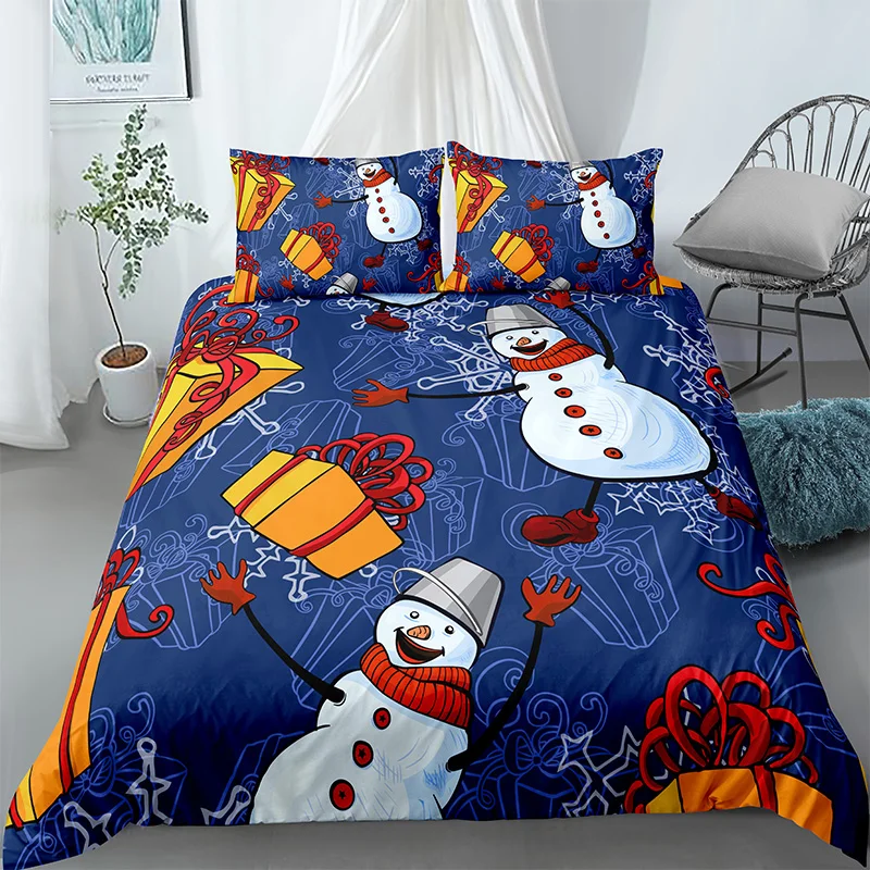 

Комплект постельного белья с мультяшным снеговиком, Детский комплект из 2/3 предметов, пододеяльник, наволочка, Комплект постельного белья с...