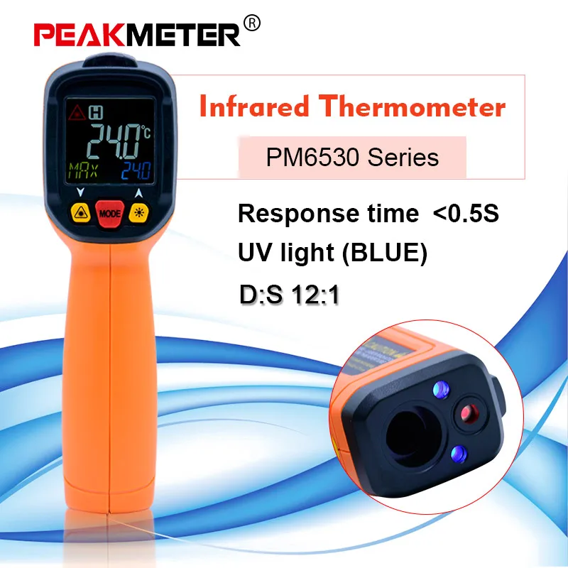 Цифровой термометр PEAKMETER PM6530 Бесконтактный инфракрасный 50 ~ 800 + точка росы