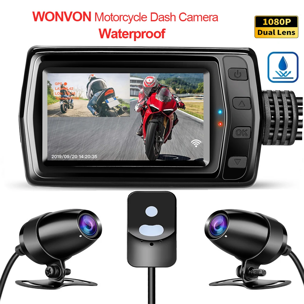 WonVon 160 ° широкоугольный мотоциклетный видеорегистратор 3 0 &quotMT011 Moto Dual DVR WiFi Камера