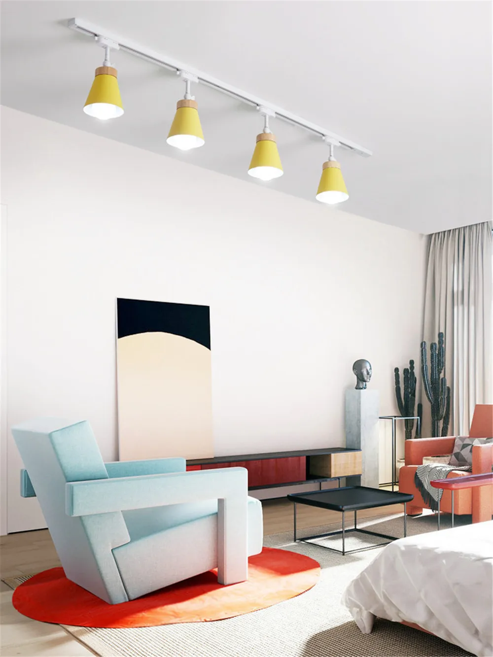Lâmpada de Led com Trilho Holofotes de Teto com Iluminação Lâmpada com Rastreamento para Loja de Roupas E27 Led 14 de teto com iluminação led, lâmpada com