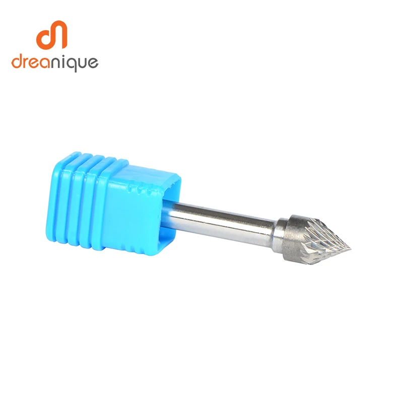 

2pcs/lot J100806D tungsten carbide J cone 60 degree 10*8mm rotary burr file cutter grinding and abrasive 6mm shank milling tools