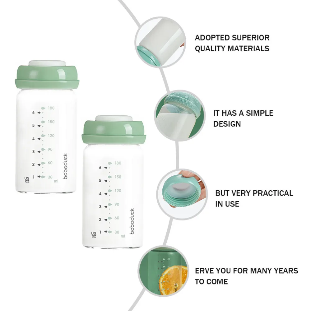 

2pcs Baby Storage Bottle Glass Baby Fresh Keep Bottles Nursing Bottle