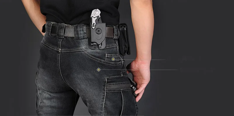 

KIOVNO Men's Cargo Denim Shorts With Multi Pockets Military Style Jeans Shorts For Male Outdoor Blue Black