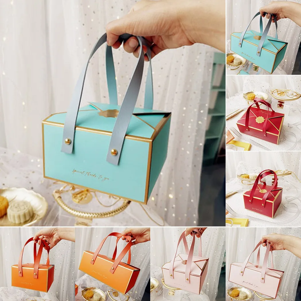 

Cardboard Paper Box Leather Rope Christmas Chocolate Candy Wedding Packaging Birthday Party New Year Gift Decoration
