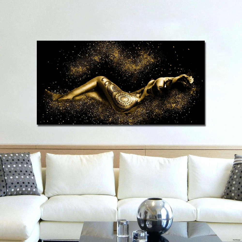 AAHH рисунок черная Татуировка Женская Картина на холсте настенная художественная