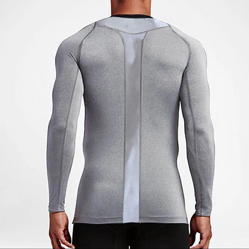 Men's Sports Fitness Tops Long Sleeves Gym Training T-shirts Workout Sportswear Running Compression Tights Breathable Quick Dry