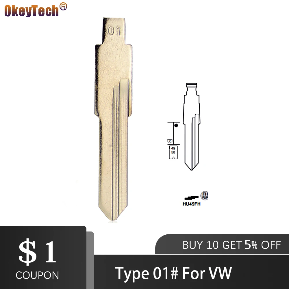 OkeyTech 1pc Universal Remotes Flip Blade 01# For KD Remote HU49 VW Jetta Santana Audi Skoda Fob No.01 | Автомобили и мотоциклы