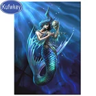 Круглая алмазная живопись, 5D алмазная живопись сделай сам, фантазия, Русалка и череп, полноразмерная, круглая, алмазная вышивка, Декор для дома,