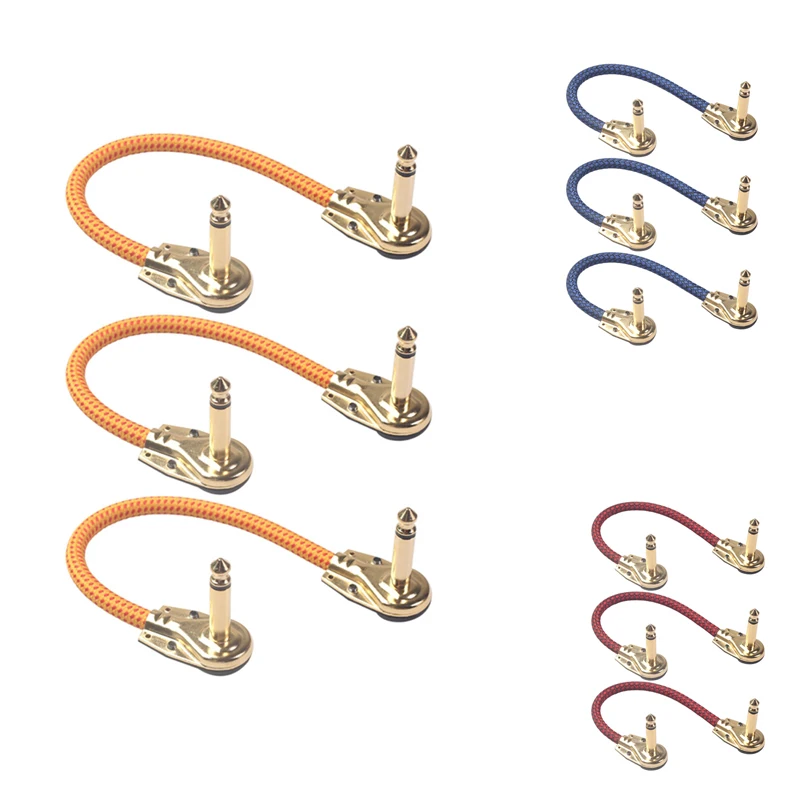

3PCS 20cm Guitar Effect Pedal Instrument Patch Cable 1/4inch Right-Angle Plug