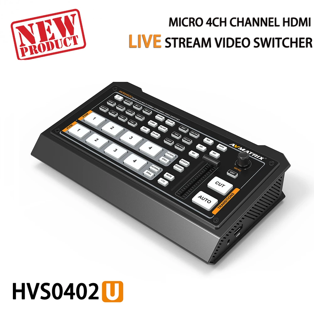 

Avmatrix HVS0402U микро 4-канальный HDMI переключатель потокового видео в реальном времени Миксер с Luma Chroma Key VS ATEM PRO BMD Devicewell