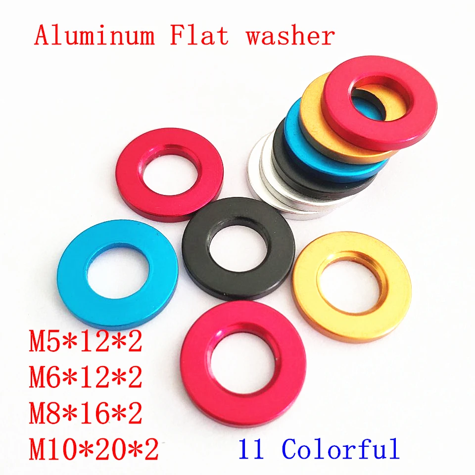 

50pcs M5 M6 M8 M10 Corlorful aluminum flat washer gasket anodized plain model gaskets
