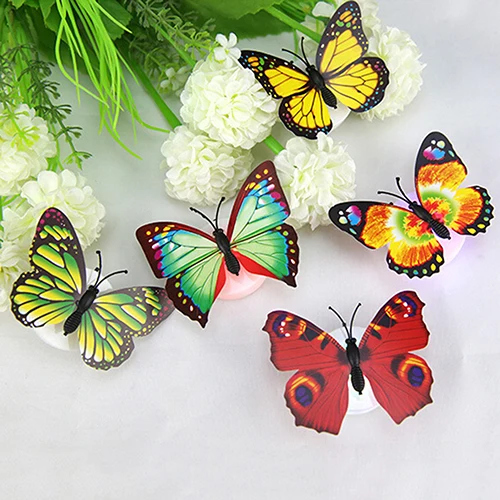 1/6/10 linda mariposa luz Night na LED cambio светодиодный color hermosa decorar of pared 1pc 7 Color Drop shipping|Статуэтки и
