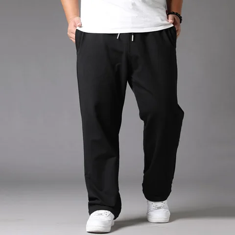 Брюки мужские повседневные большого размера d, черные брюки-багги с эластичным поясом, повседневная одежда, 10XL