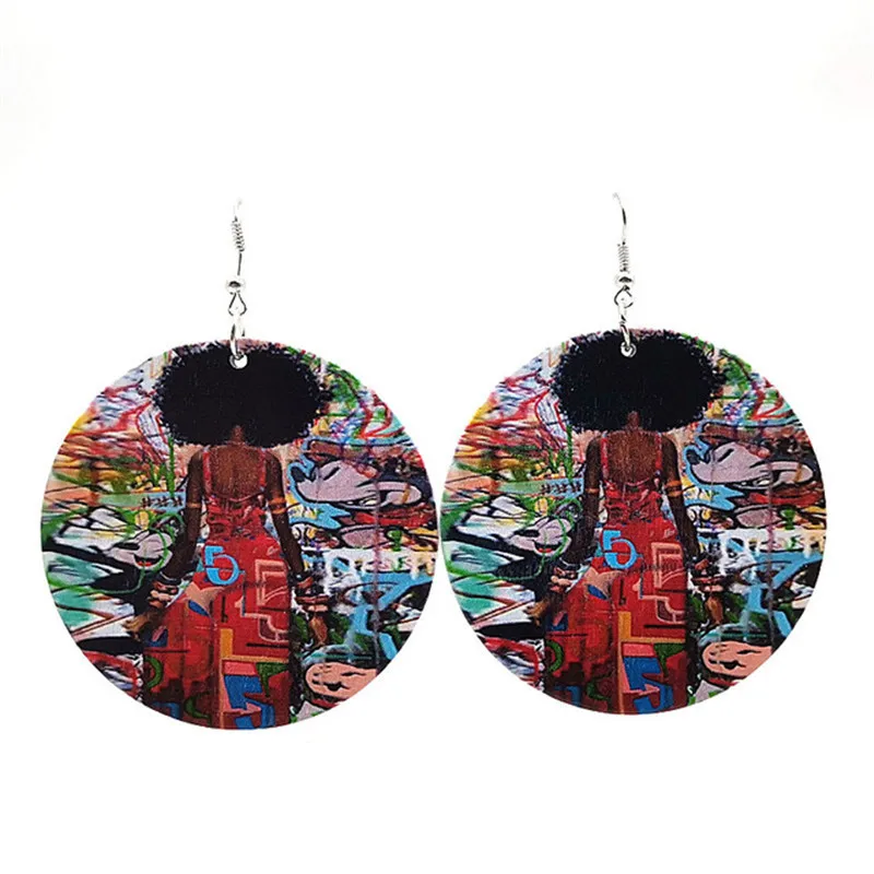 

Серьги-кольца YD & YDBZ в виде граффити женские, большие круглые деревянные украшения в стиле панк, пикантные африканские ювелирные украшения д...