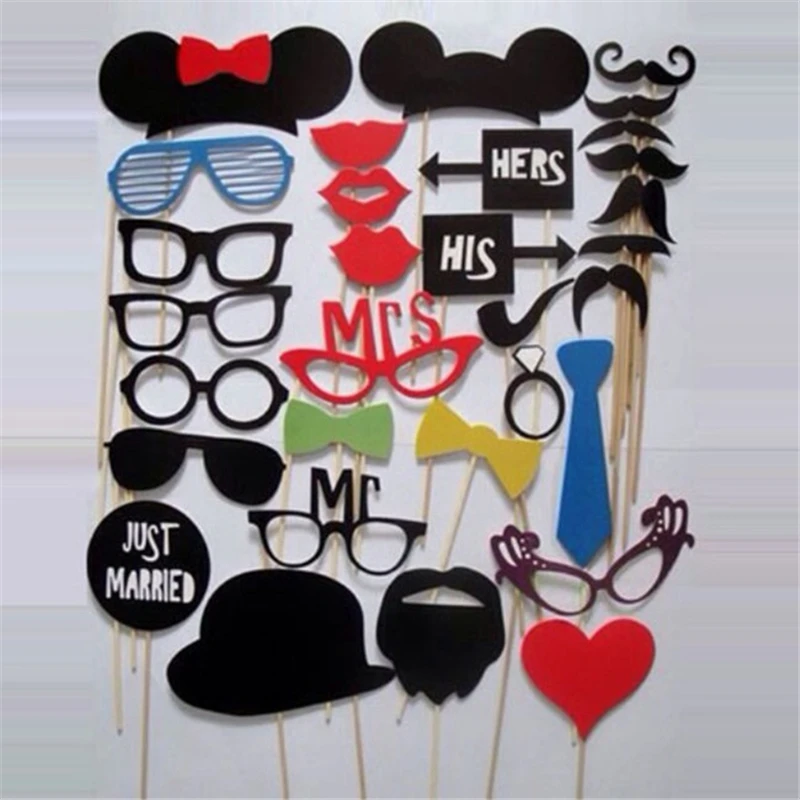 Photo Booth Prop NewHot распродажа 31 шт. Забавный Photo Booth Реквизит шляпа с усами на палочке Свадебные сувениры День рождения украшения